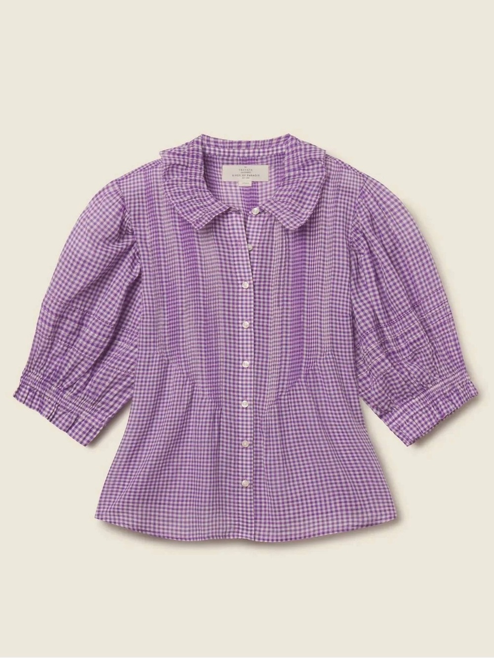 NWT Trovata Jess blouse in Lilac Gingham size Small